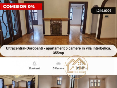 Ultracentral-Dorobanti - apartament 5 camere in vila interbelica, 355mp